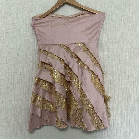 Hailey by Adrianna Papell Rose Pink Gold Mini Dress size 8 - Picture 3 of 6